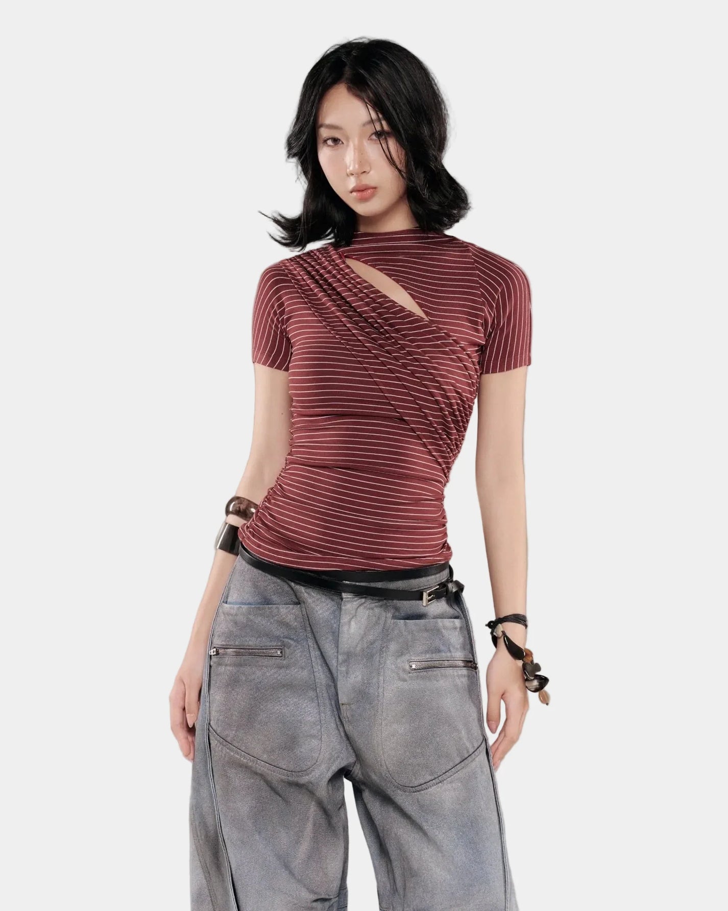 MONTY TOP- RED STRIPES