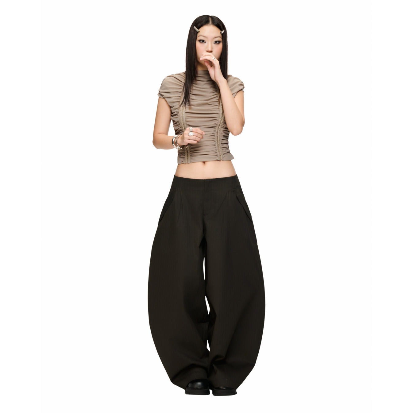 BLACK BAMBOO BAGGY PANTS