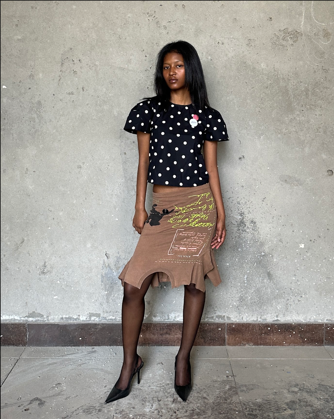 Polka dot puff sleeve top