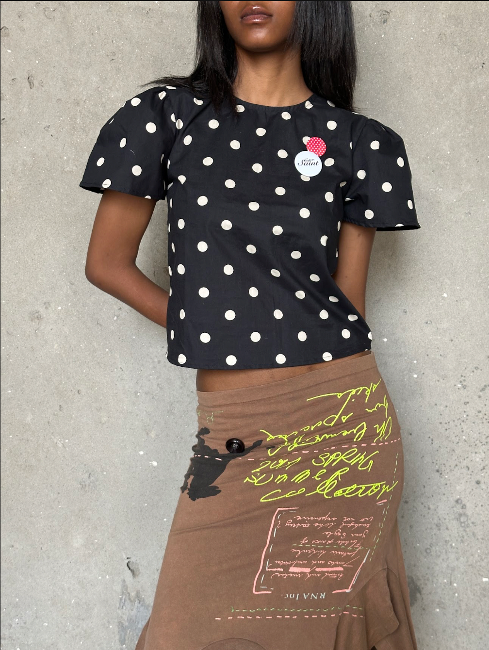Polka dot puff sleeve top