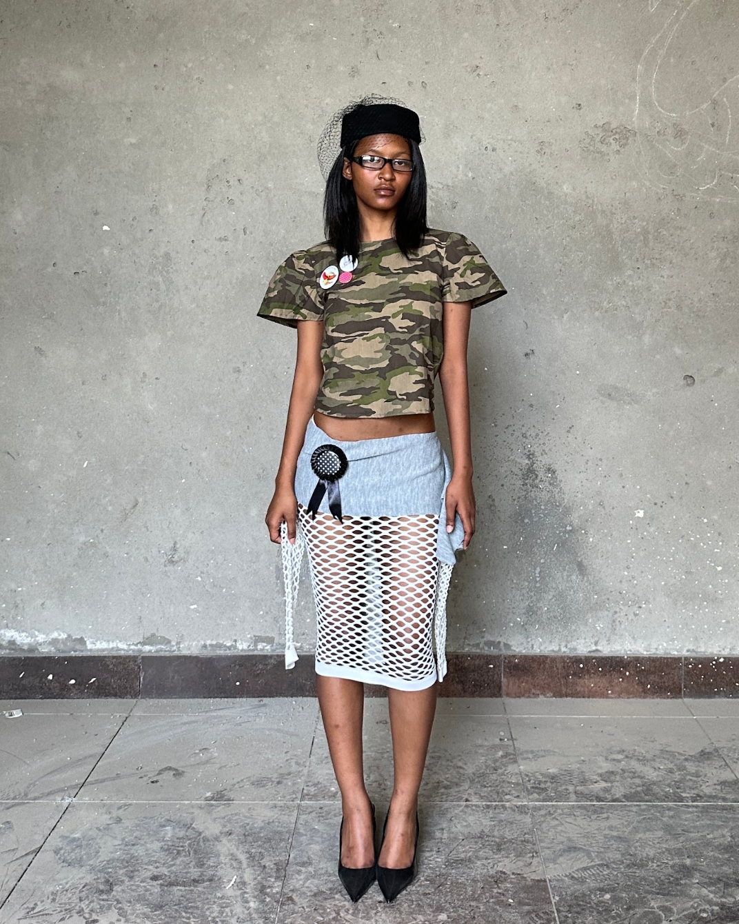 Camo Puff Sleeve Top