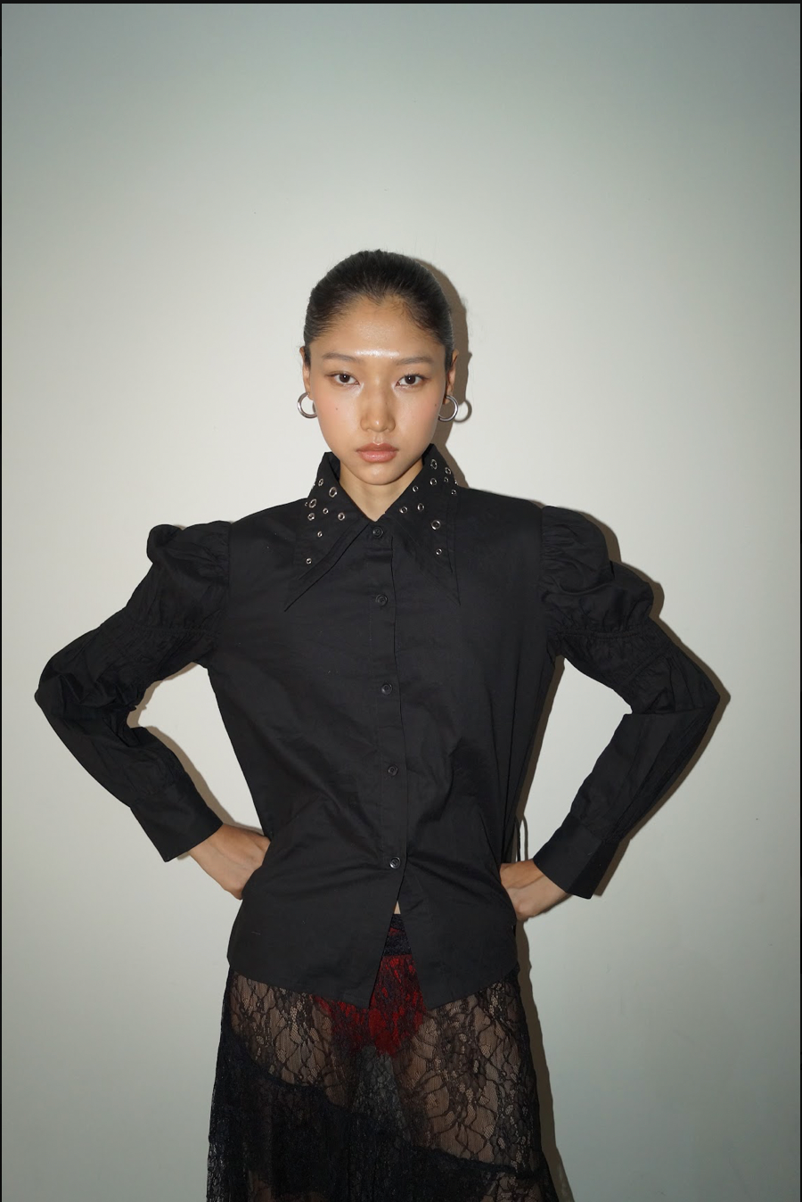 Double Collar Shirt- Black