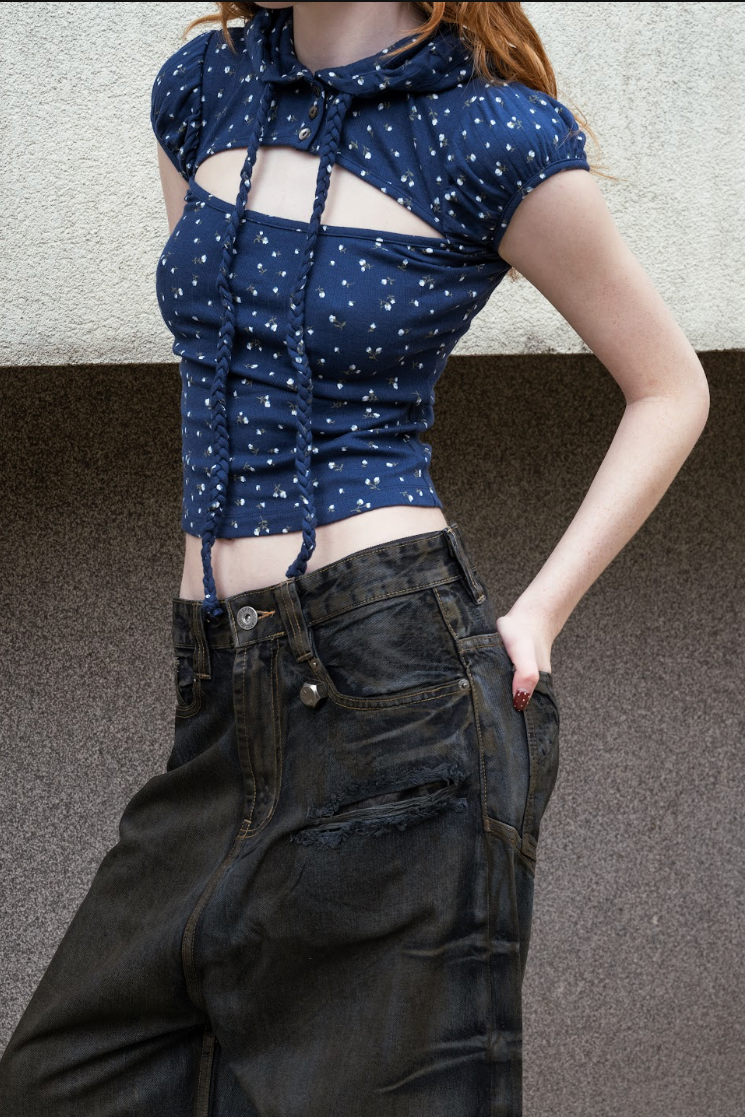 FLORETTE TOP- BLUE