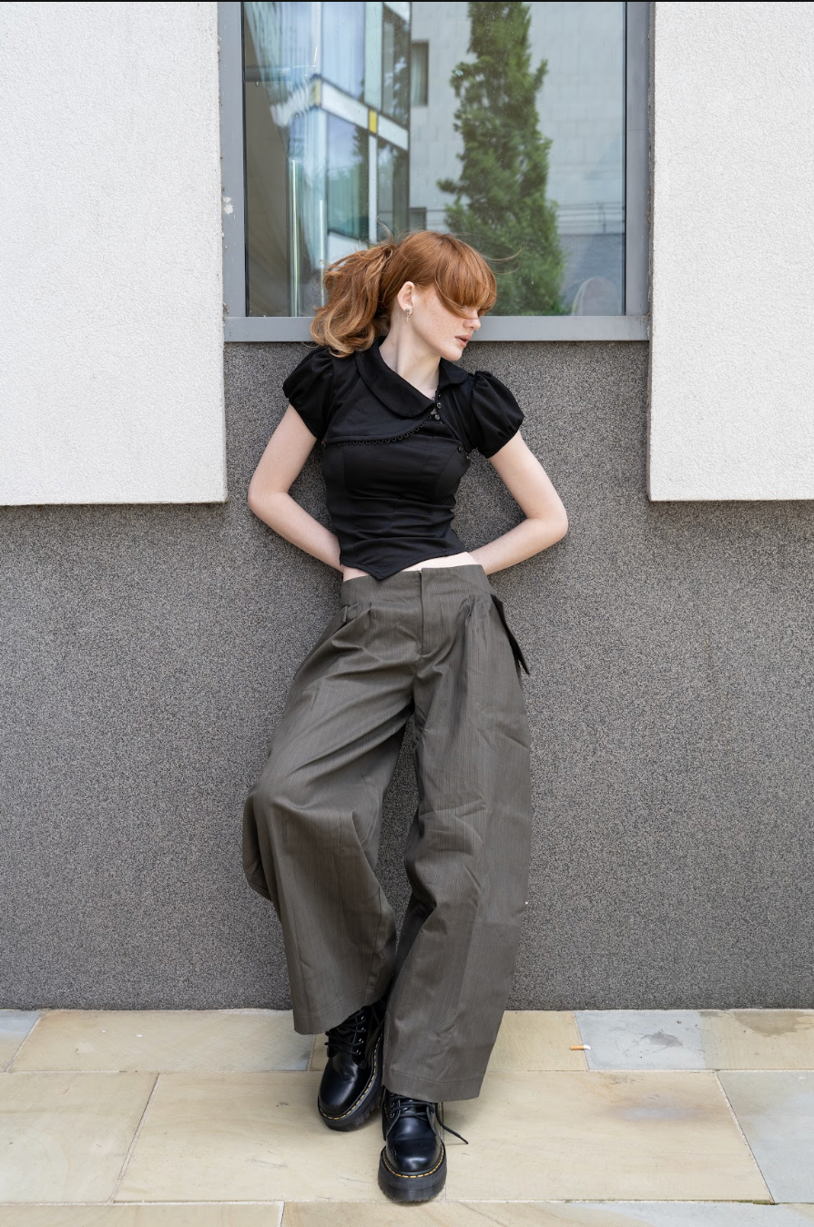 MATCHA CROISSANT BAGGY PANTS