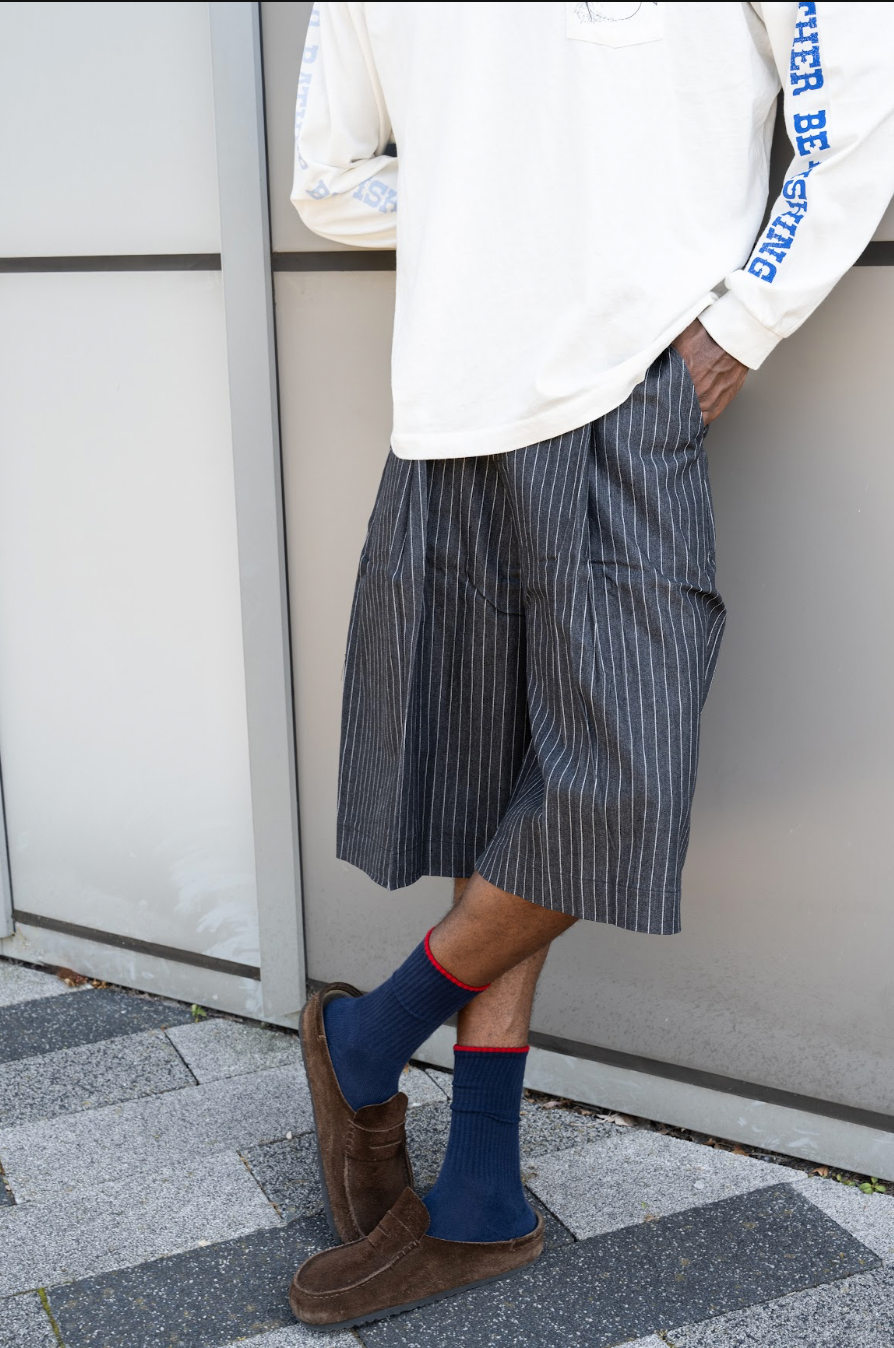 PINSTRIPE JORT- BLACK