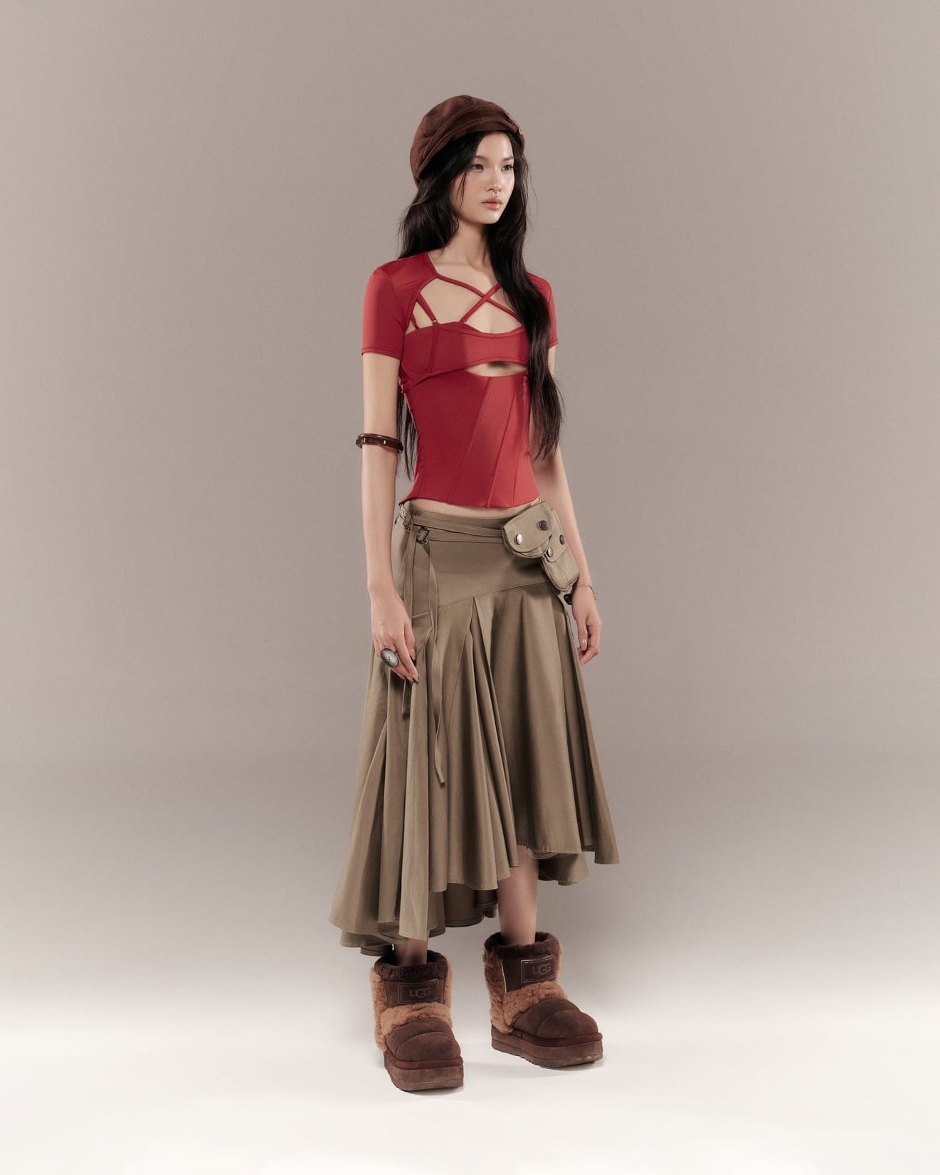 DAVON SKIRT-MOSS GREEN