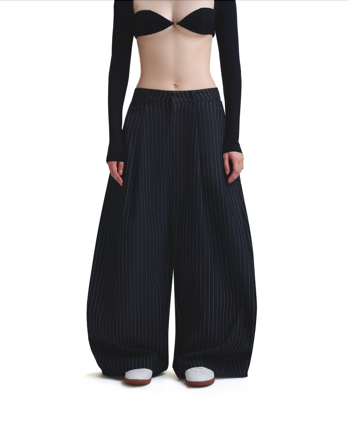STRIPED PANTS- BLACK