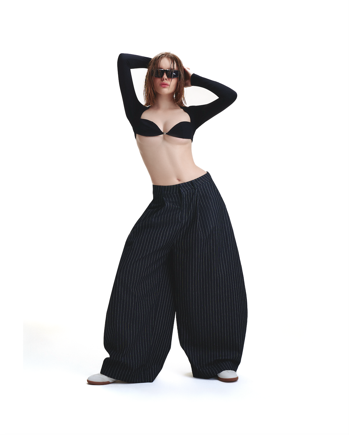 STRIPED PANTS- BLACK