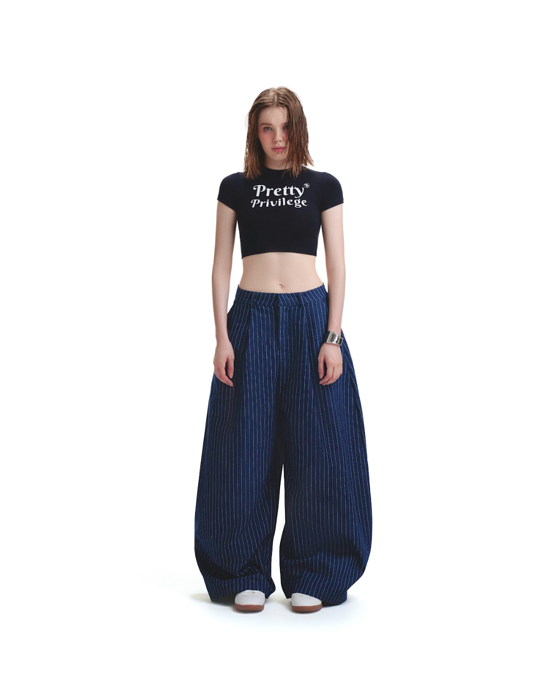 STRIPED PANTS- NAVY