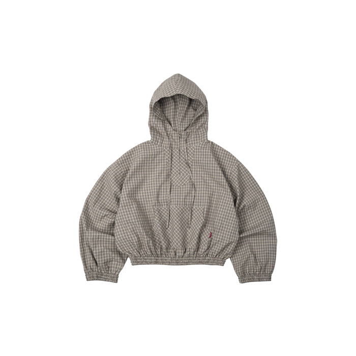 GINGHAM HALF-ZIP HOODIE