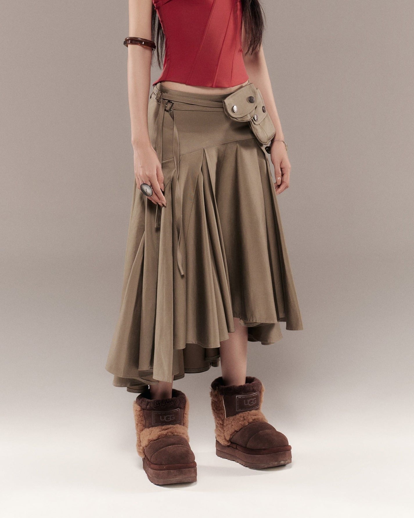 DAVON SKIRT-MOSS GREEN