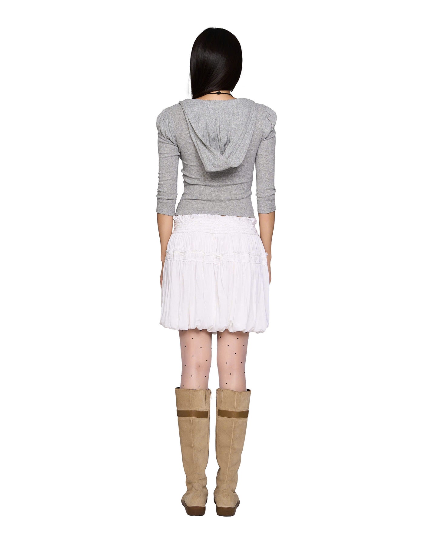 COZY HOUR HOODED TOP- GREY