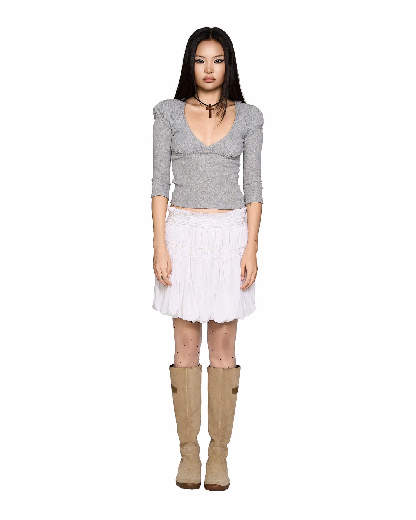 COZY HOUR HOODED TOP- GREY